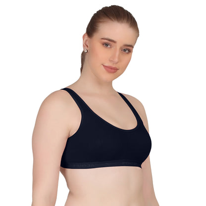 POOJA RAGENEE T-Shirt Bra Fitness & comfortable Smooth Fabric Sports Bra SQ1034 Navy Blue