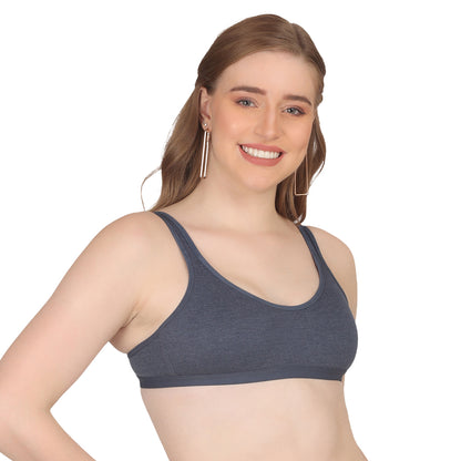 POOJA RAGENEE T-Shirt Bra Fitness & comfortable Cotton Sports BraSQ1036 Navy Blue