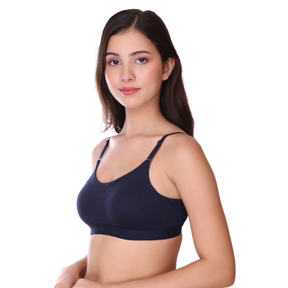 Pooja Ragenee Cotton Moulded Sports bra for Girls Navy Blue