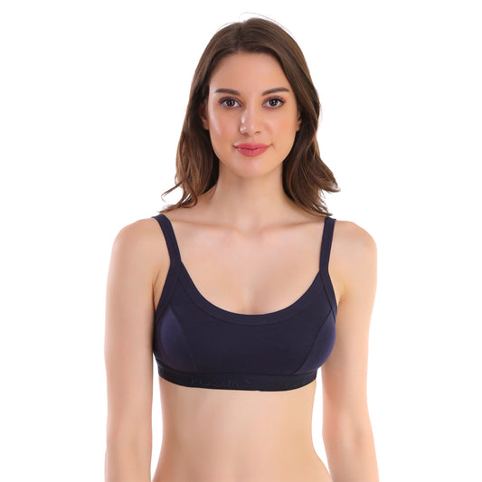 Pooja Ragenee Pure Cotton Sports bra for Womens Navy Blue