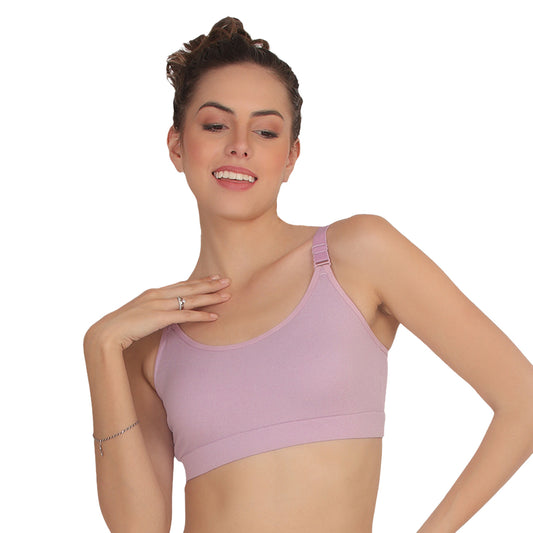 POOJA RAGENEE Seamless Non Padded Adjustable Strap Sports Bra SQ1033 Peach