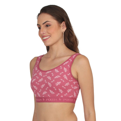 POOJA RAGENEE Seamless Smooth Fabric & comfortable Printed Bra for Fitness SQ1032 Pink