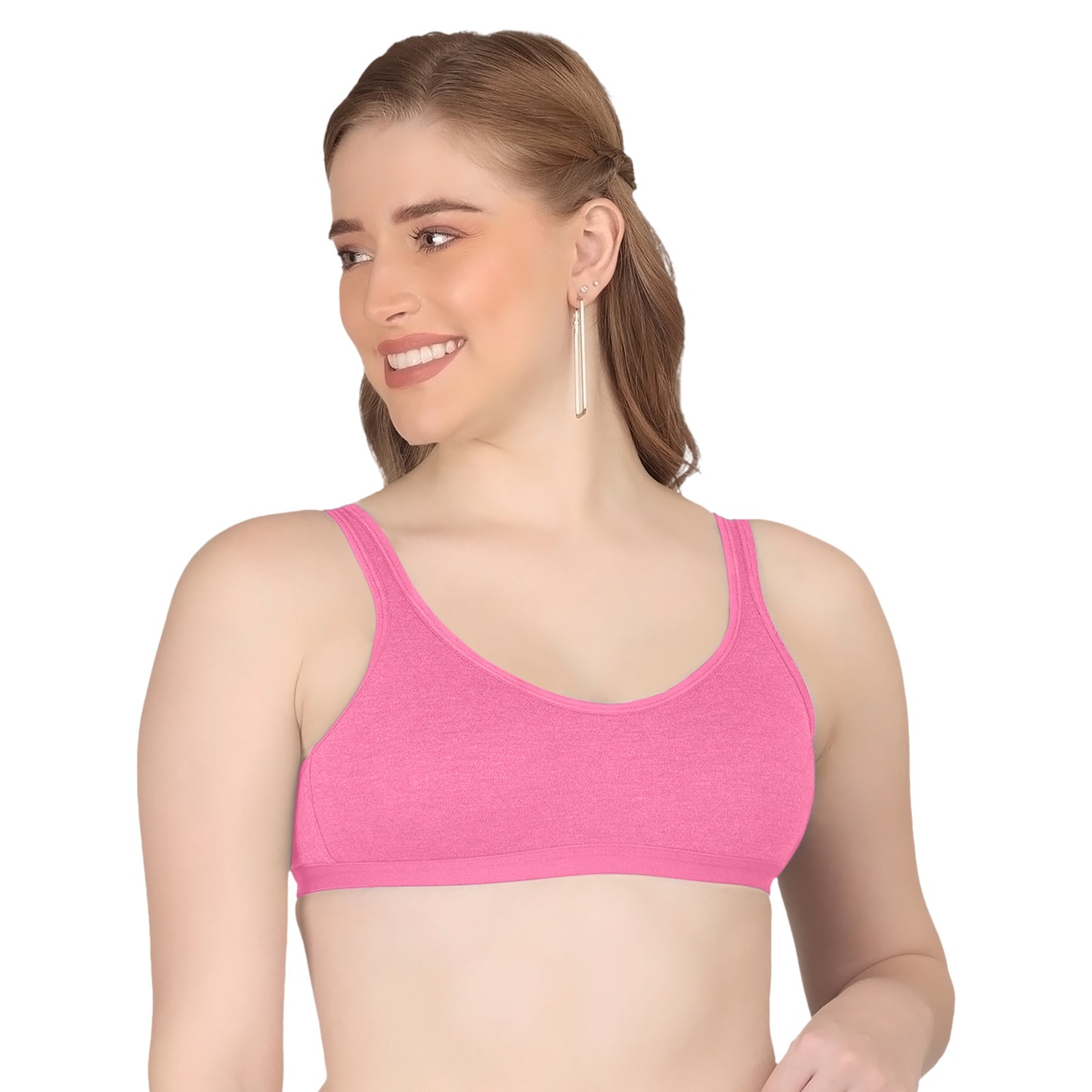 POOJA RAGENEE T-Shirt Bra Fitness & comfortable Cotton Sports BraSQ1036 Pink