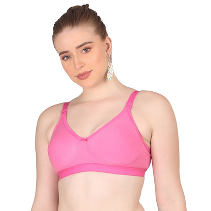 Pooja Ragenee Moulded Non Padded Smooth Cotton Lycra Bra MQ3049 Pink