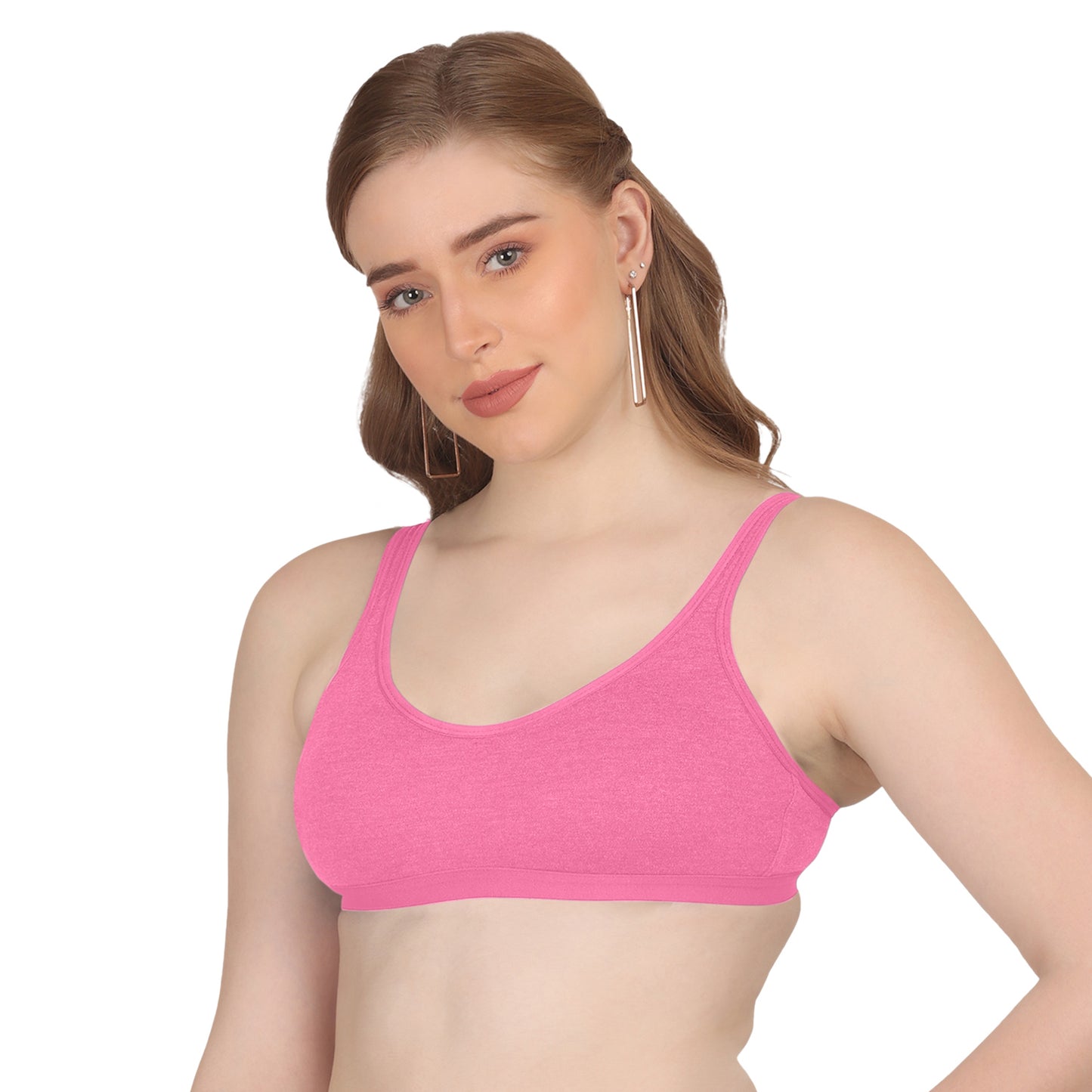 POOJA RAGENEE T-Shirt Bra Fitness & comfortable Cotton Sports BraSQ1036 Pink