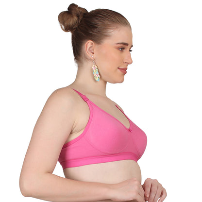 Pooja Ragenee Moulded Non Padded Smooth Cotton Lycra Bra MQ3049 Pink