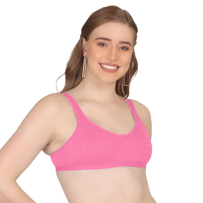 POOJA RAGENEE T-Shirt Bra Fitness & comfortable Cotton Sports BraSQ1036 Pink