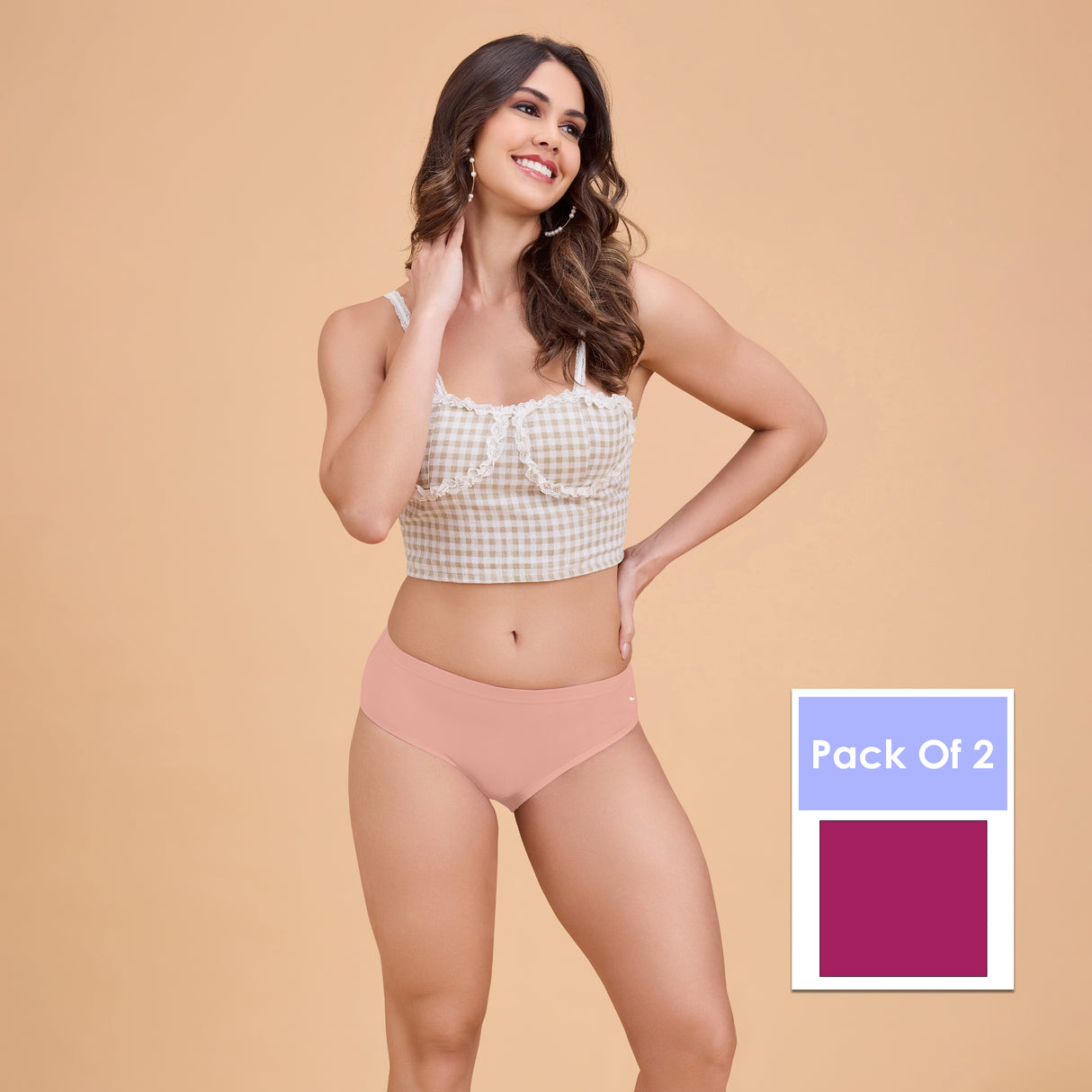 Women’s Plain Hipster Panty –Soft Cotton, Comfort & Everyday Fit PQ5042-2PC