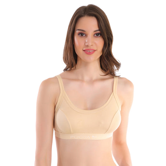 Pooja Ragenee Women's Cotton Sports Bra Beige