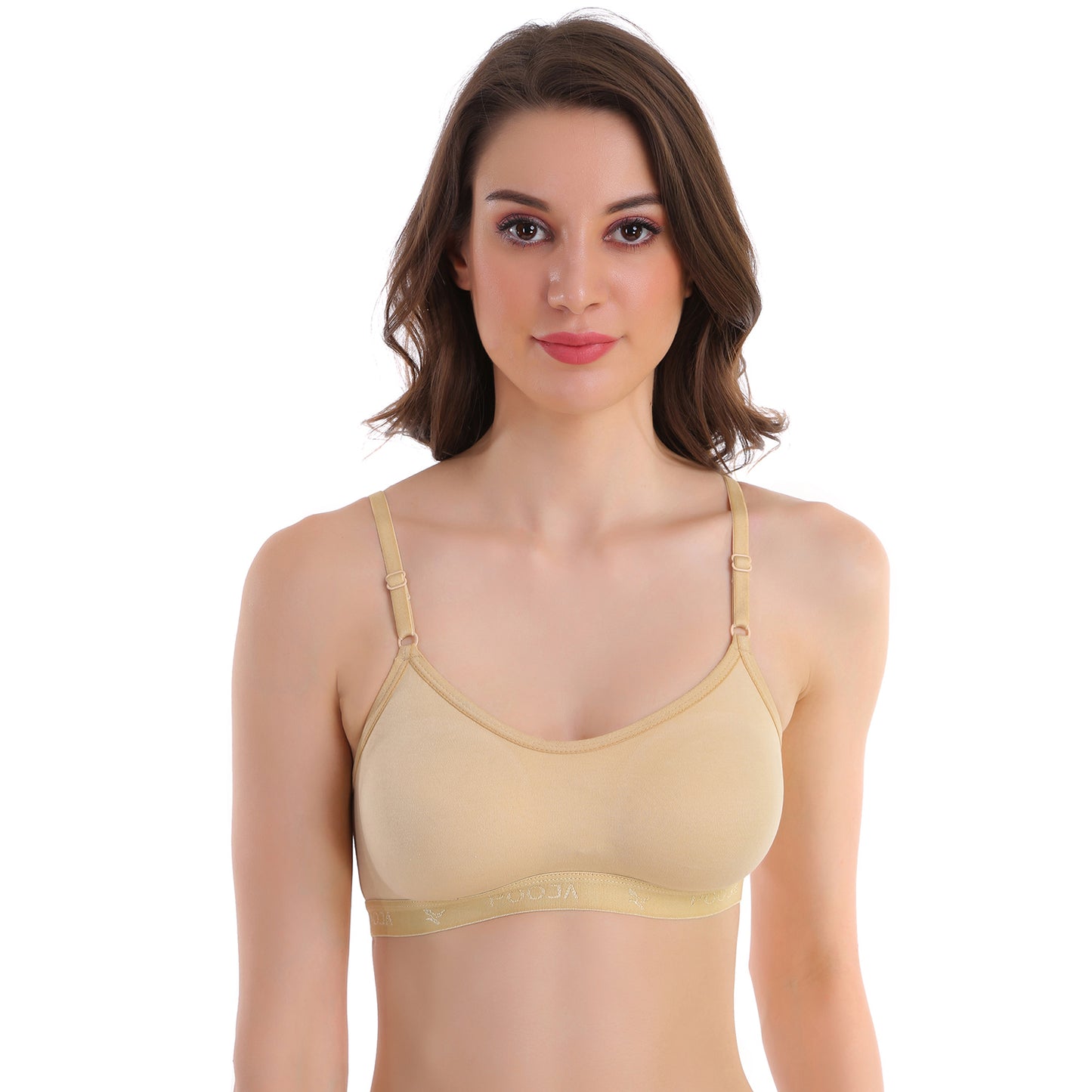 Pooja Ragenee Women's Cotton Mold Sports Bra Beige