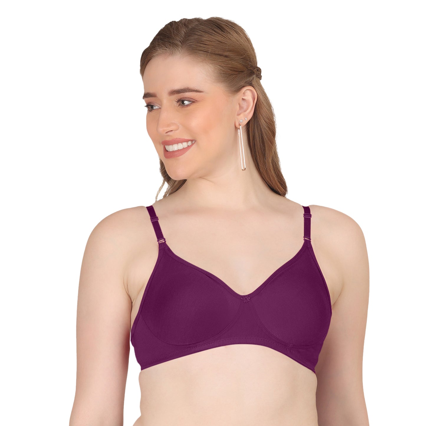 Pooja Ragenee Moulded Non Padded Smooth Cotton Lycra Bra MQ3050 Purple