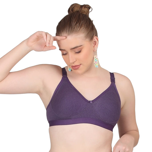 Pooja Ragenee Moulded Non Padded Smooth Cotton Lycra Bra MQ3049 Purple