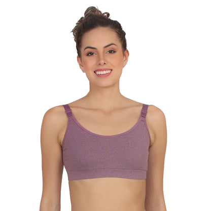 POOJA RAGENEE Seamless Non Padded Adjustable Strap Sports Bra SQ1033 Purple