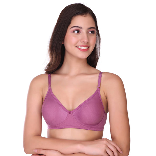 Pooja Ragenee Full Coverage Non Padded Cotton Bra For Everyday Purple