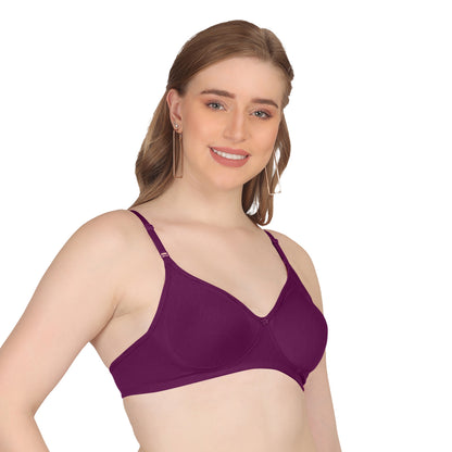 Pooja Ragenee Moulded Non Padded Smooth Cotton Lycra Bra MQ3050 Purple