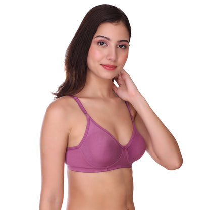 Pooja Ragenee Full Coverage Non Padded Cotton Bra For Everyday Purple