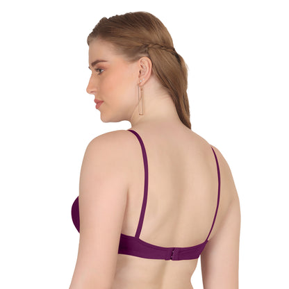 Pooja Ragenee Moulded Non Padded Smooth Cotton Lycra Bra MQ3050 Purple