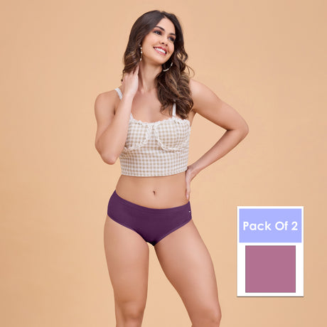 Women’s Plain Hipster Panty –Soft Cotton, Comfort & Everyday Fit PQ5042-2PC