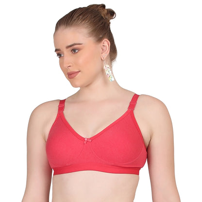 Pooja Ragenee Moulded Non Padded Smooth Cotton Lycra Bra MQ3049 Red