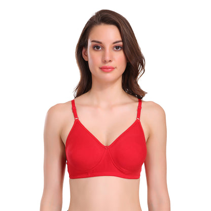 Pooja Ragenee Light Padded Cotton Mould bra for Womens Red