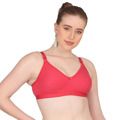 Pooja Ragenee Moulded Non Padded Smooth Cotton Lycra Bra MQ3049 Red