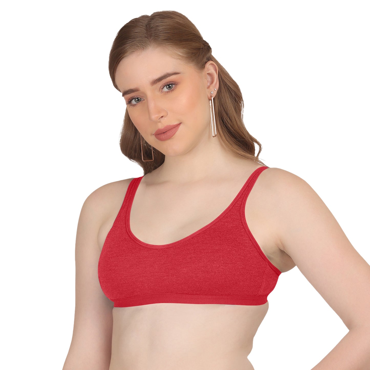 POOJA RAGENEE T-Shirt Bra Fitness & comfortable Cotton Sports BraSQ1036 Red