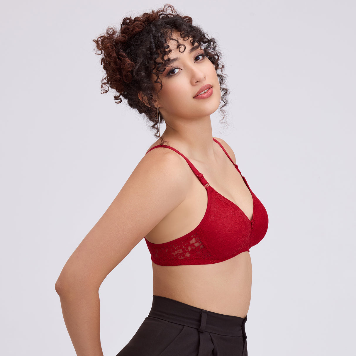 Net Padded Bra for Women|Comfortable Support|Stylish Lace Design FQ8010