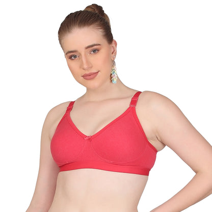 Pooja Ragenee Moulded Non Padded Smooth Cotton Lycra Bra MQ3049 Red