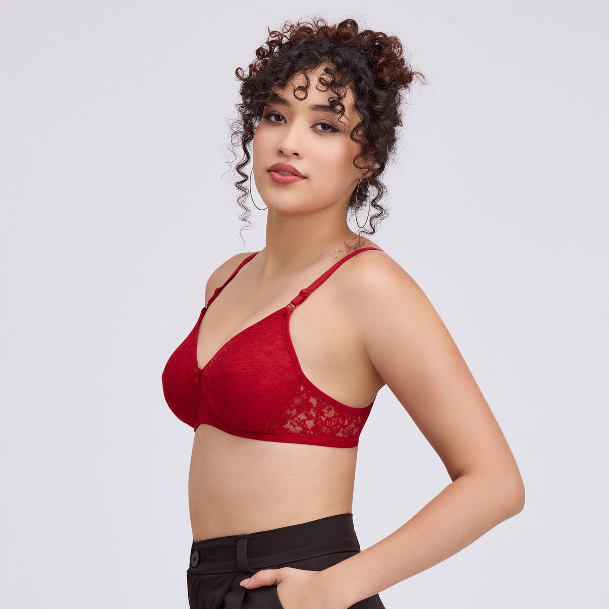 Net Padded Bra for Women|Comfortable Support|Stylish Lace Design FQ8010