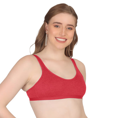 POOJA RAGENEE T-Shirt Bra Fitness & comfortable Cotton Sports BraSQ1036 Red