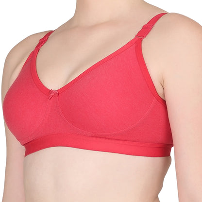 Pooja Ragenee Moulded Non Padded Smooth Cotton Lycra Bra MQ3049 Red