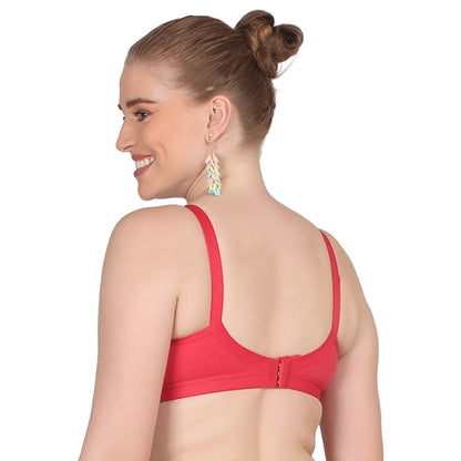 Pooja Ragenee Moulded Non Padded Smooth Cotton Lycra Bra MQ3049 Red