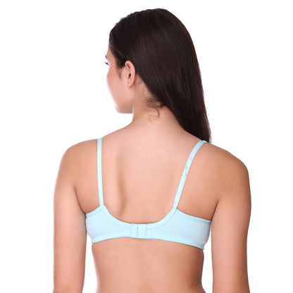 Pooja Ragenee Full Coverage Non Padded Cotton Bra For Everyday Aqua Blue