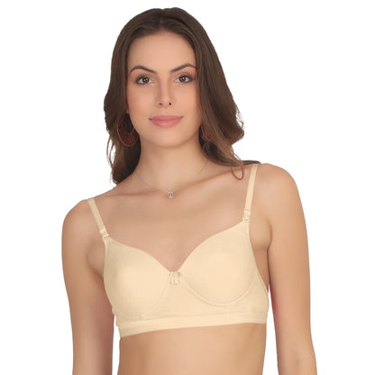 POOJA RAGENEE T-Shirt Moulded Double Layer Cup Non Padded Seamless Bra MQ3054 Skin