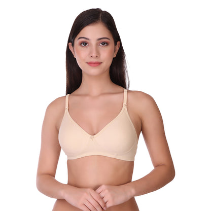 Pooja Ragenee Womens Full Coverage Non Padded Mould Cotton Bra MQ3056 Skin