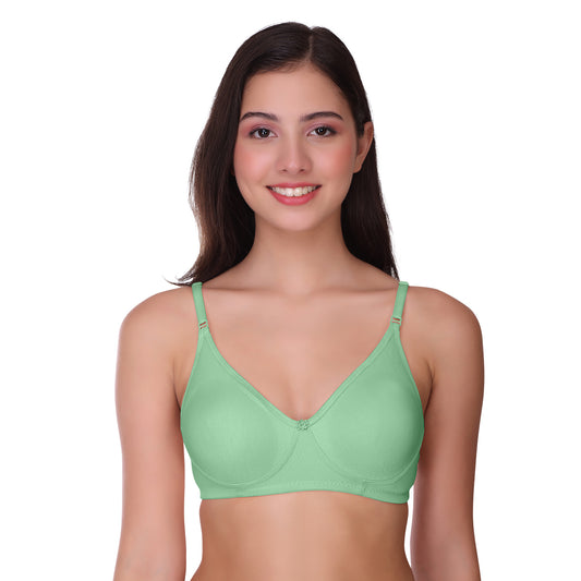 Pooja Ragenee Womens Full Coverage Non Padded Mould Cotton Bra MQ3057 Teal Green