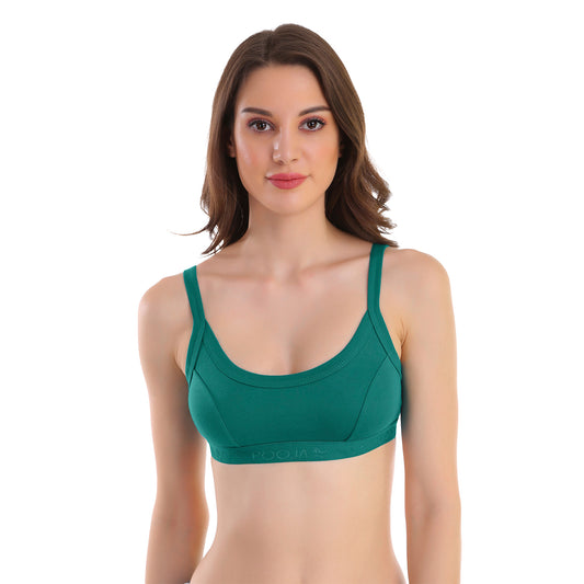 Pooja Ragenee Pure Cotton Sports bra for Womens Teal Green