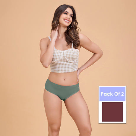 Women’s Plain Hipster Panty –Soft Cotton, Comfort & Everyday Fit PQ5042-2PC