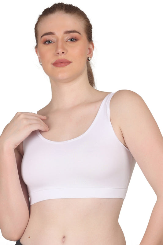 POOJA RAGENEE Skin Breathable & Comfortable Sports Bra SQ1029B White