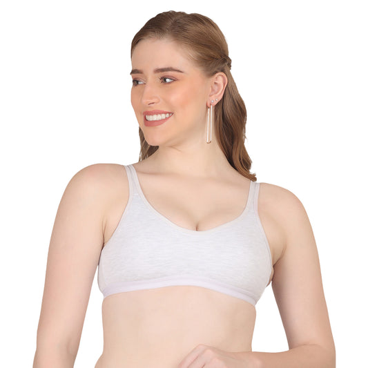 POOJA RAGENEE T-Shirt Bra Fitness & comfortable Cotton Sports BraSQ1036 White