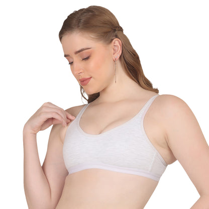 POOJA RAGENEE T-Shirt Bra Fitness & comfortable Cotton Sports BraSQ1036 White