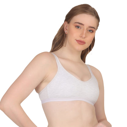 POOJA RAGENEE T-Shirt Bra Fitness & comfortable Cotton Sports BraSQ1036 White