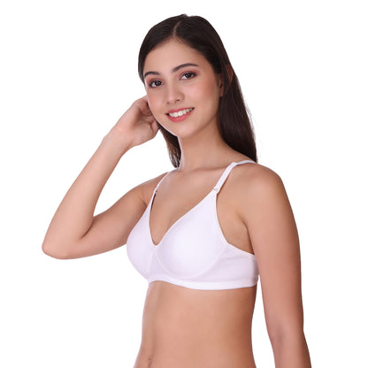 Pooja Ragenee Womens Full Coverage Non Padded Mould Cotton Bra MQ3056 White