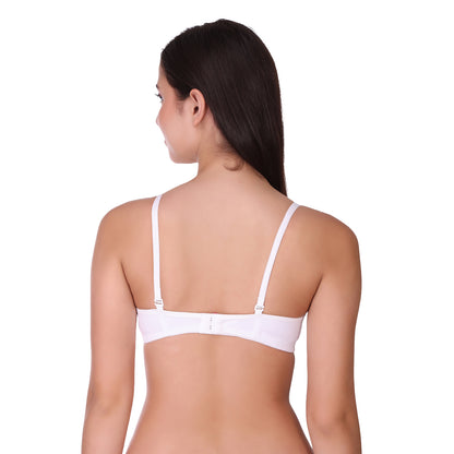 Pooja Ragenee Womens Full Coverage Non Padded Mould Cotton Bra MQ3056 White-Black