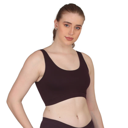 POOJA RAGENEE Skin Breathable & Comfortable Sports Bra SQ1029B Wine