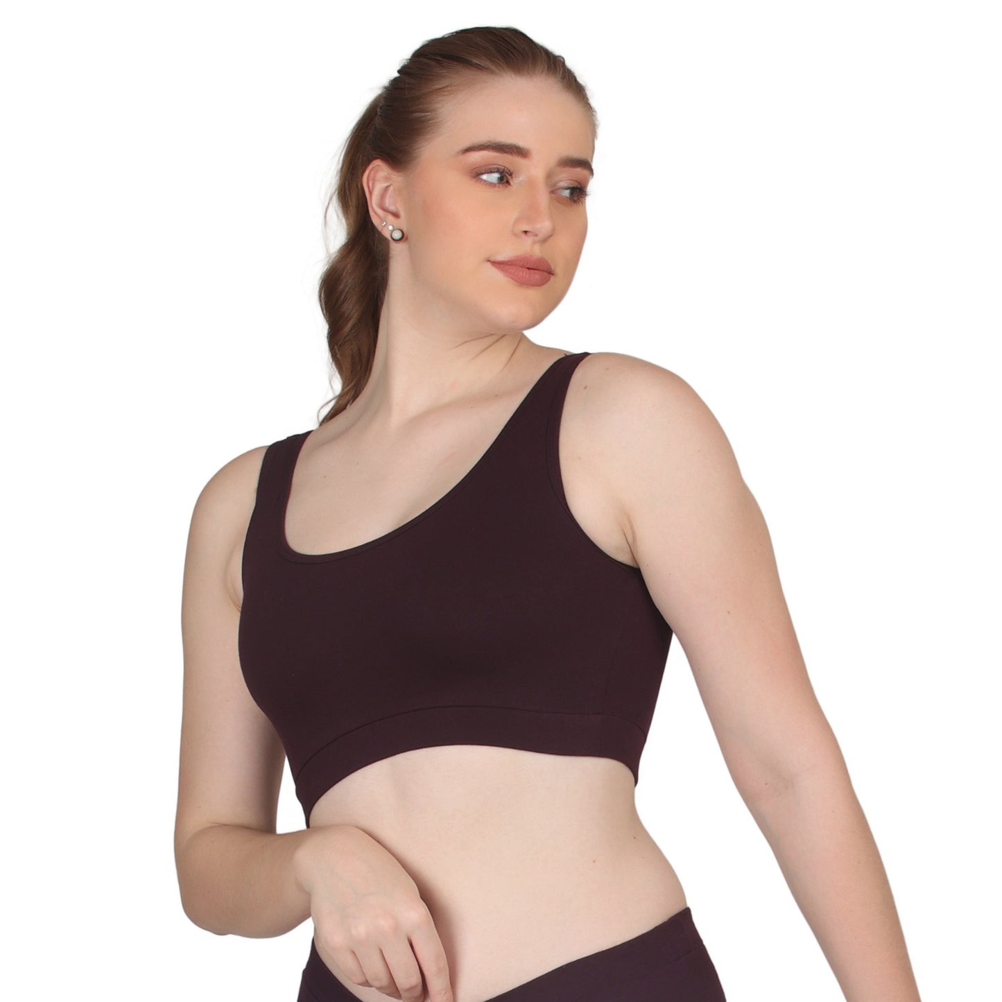 POOJA RAGENEE Skin Breathable & Comfortable Sports Bra SQ1029B Wine