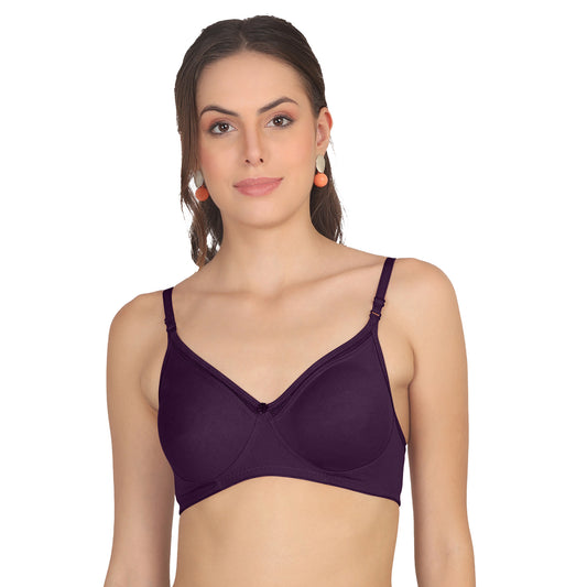 POOJA RAGENEE Moulded Non Padded Smooth Cotton Bra MQ3051 Wine