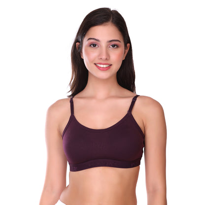 Pooja Ragenee Cotton Moulded Sports bra for Girls Wine