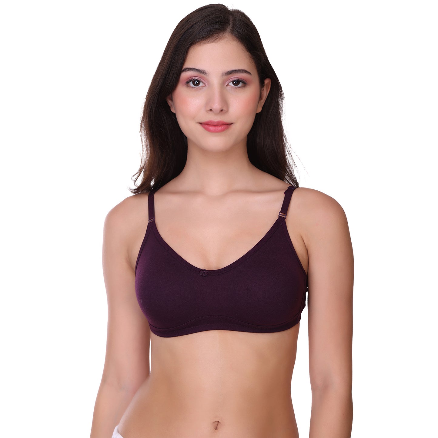 POOJA RAGENEE Full Coverage Double Layer Seamless Wireless Moulded Cup T-Shirt Bra for Womens Wine