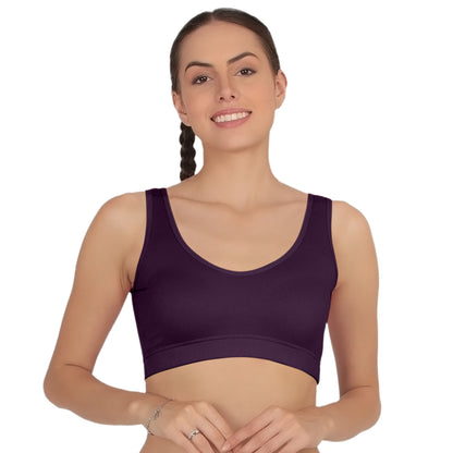 POOJA RAGENEE Full Coverage Seamless Bra Fitness T-Shirt Sports BraSQ1037 Wine